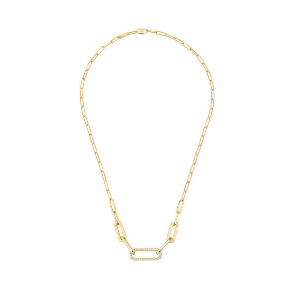 Maillon Yellow Gold and Diamond Pav&eacute; Link Chain